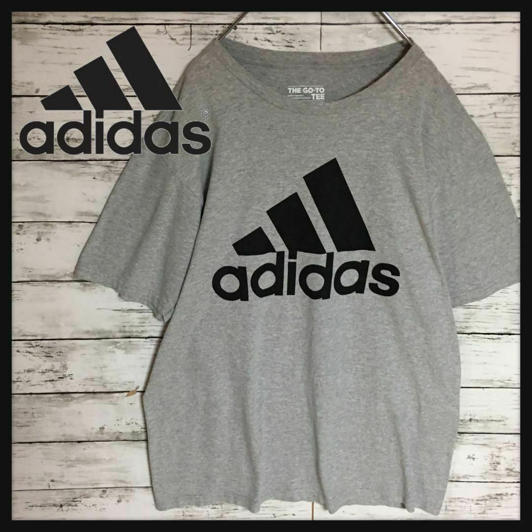 adidas(アディダス)の【美品ビッグロゴデザイン】アディダス　半袖プリントTシャツ　人気L灰　F510 メンズのトップス(Tシャツ/カットソー(半袖/袖なし))の商品写真