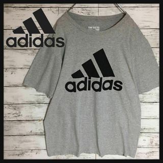 アディダス(adidas)の【美品ビッグロゴデザイン】アディダス　半袖プリントTシャツ　人気L灰　F510(Tシャツ/カットソー(半袖/袖なし))