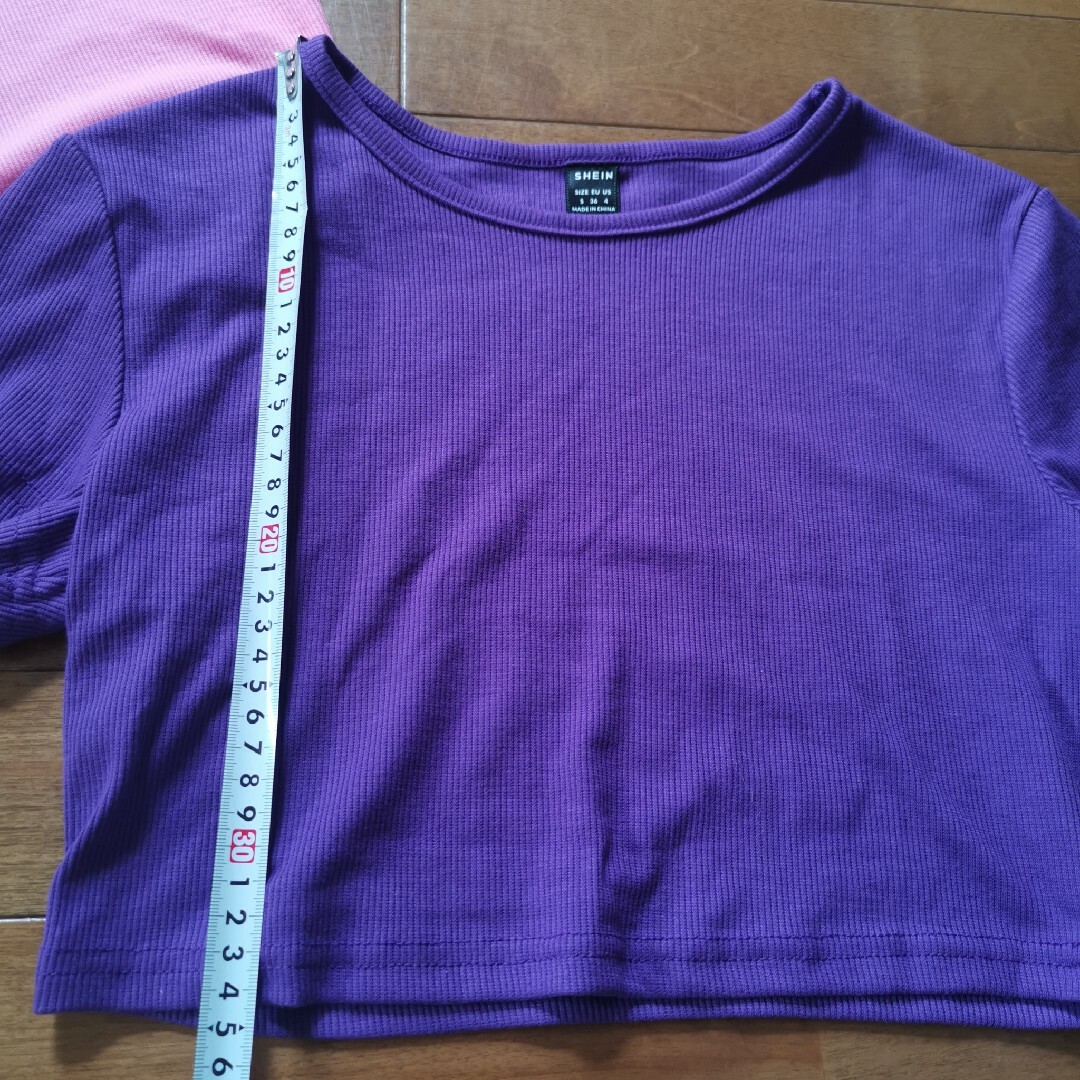 GRL(グレイル)の韓国 ミニ丈 クロップド丈 腹見せ ダルメシアン ピンク 紫 リブT まとめ レディースのトップス(Tシャツ(半袖/袖なし))の商品写真