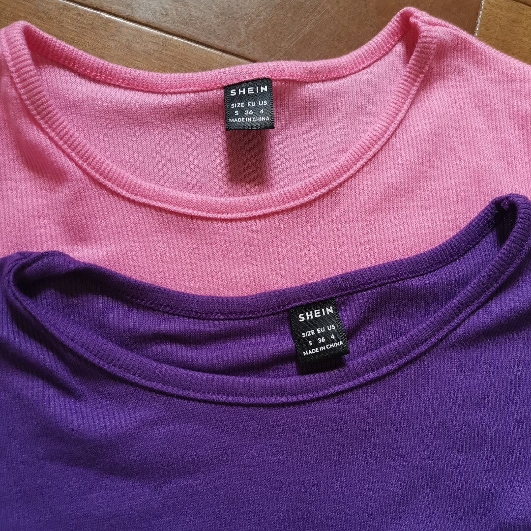 GRL(グレイル)の韓国 ミニ丈 クロップド丈 腹見せ ダルメシアン ピンク 紫 リブT まとめ レディースのトップス(Tシャツ(半袖/袖なし))の商品写真