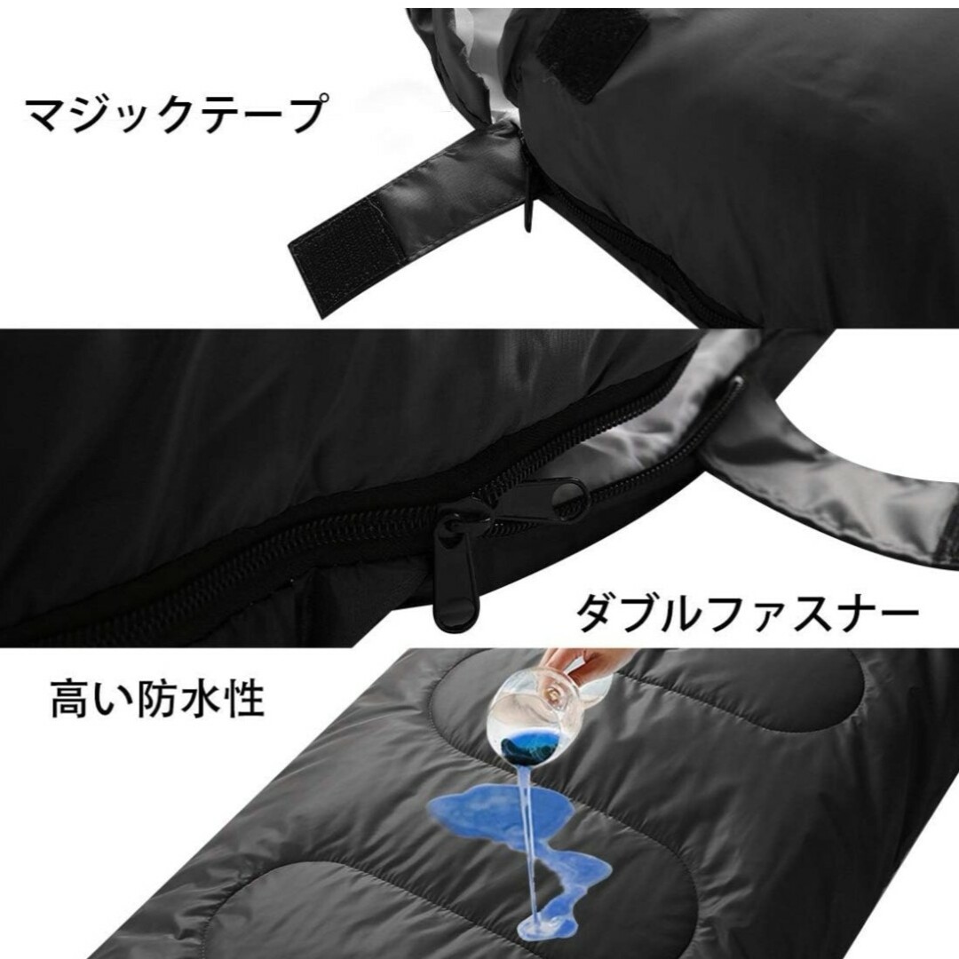 SOU LOUT 寝袋 コンパクト オールシーズン (ブラック　左ジッパー) 4