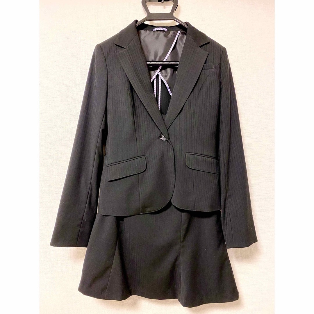 SELECT(セレクト)のスーツ　レディース　黒　ブラック　スーツセレクト　セットアップ　ストライプ レディースのフォーマル/ドレス(スーツ)の商品写真