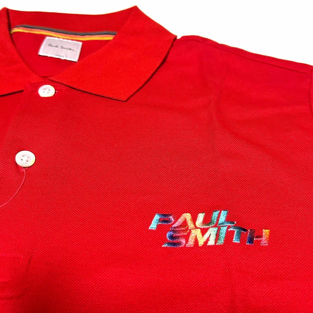 新品 Lサイズ ポールスミス グラデーション ロゴ ポロ シャツ レッド