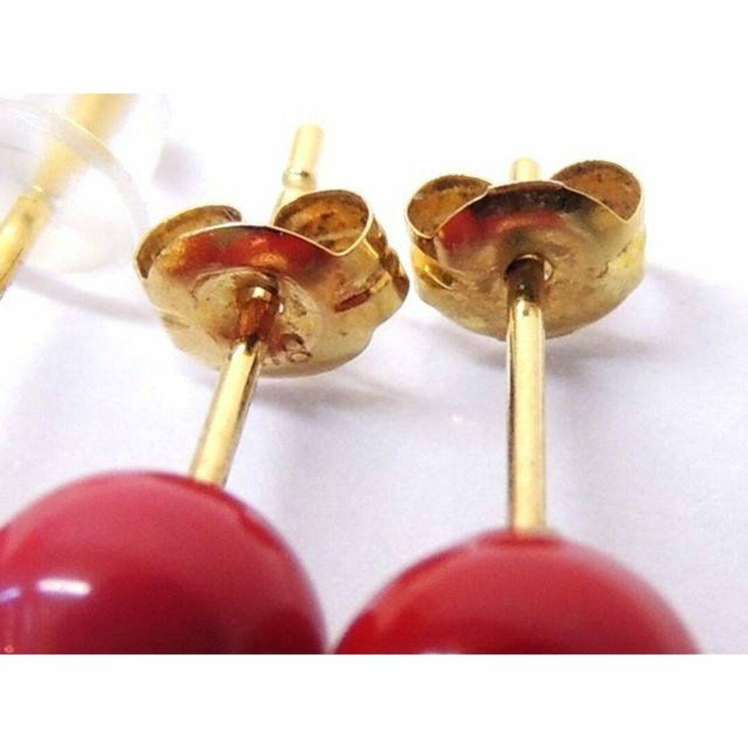 美品 K18 YG ピアス 2セット トップ 1個 まとめ売り □ 珊瑚 美品 K18 YG ピアス 2セット トップ 1個 まとめ売り □ 珊瑚