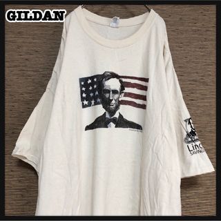 ギルタン(GILDAN)のギルダン】半袖Tシャツ　エイブラハムリンカーン　肖像画　袖ロゴ　kelley42(Tシャツ/カットソー(半袖/袖なし))