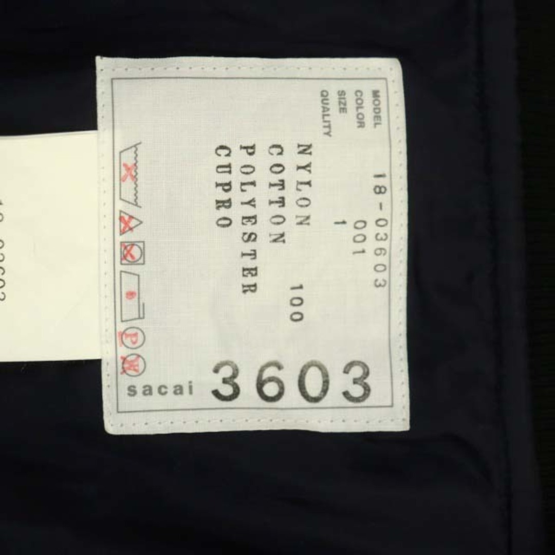 sacai(サカイ)のサカイ デザインスリーブボンバージャケット 七分袖 ショート 総裏地 1 黒 レディースのジャケット/アウター(その他)の商品写真