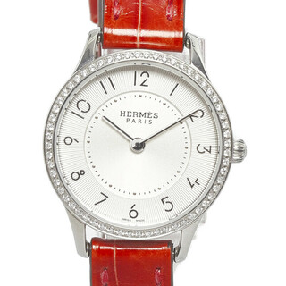 エルメス(Hermes)のエルメス スリムドゥ ダイヤベゼル 腕時計 CA2.130 クオーツ シルバー文字盤 ステンレススチール レディース HERMES 【200-03951】(腕時計)
