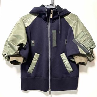 サカイ(sacai)の美品 sacai 紺カーキ Sponge Sweat Blouson パーカー(パーカー)