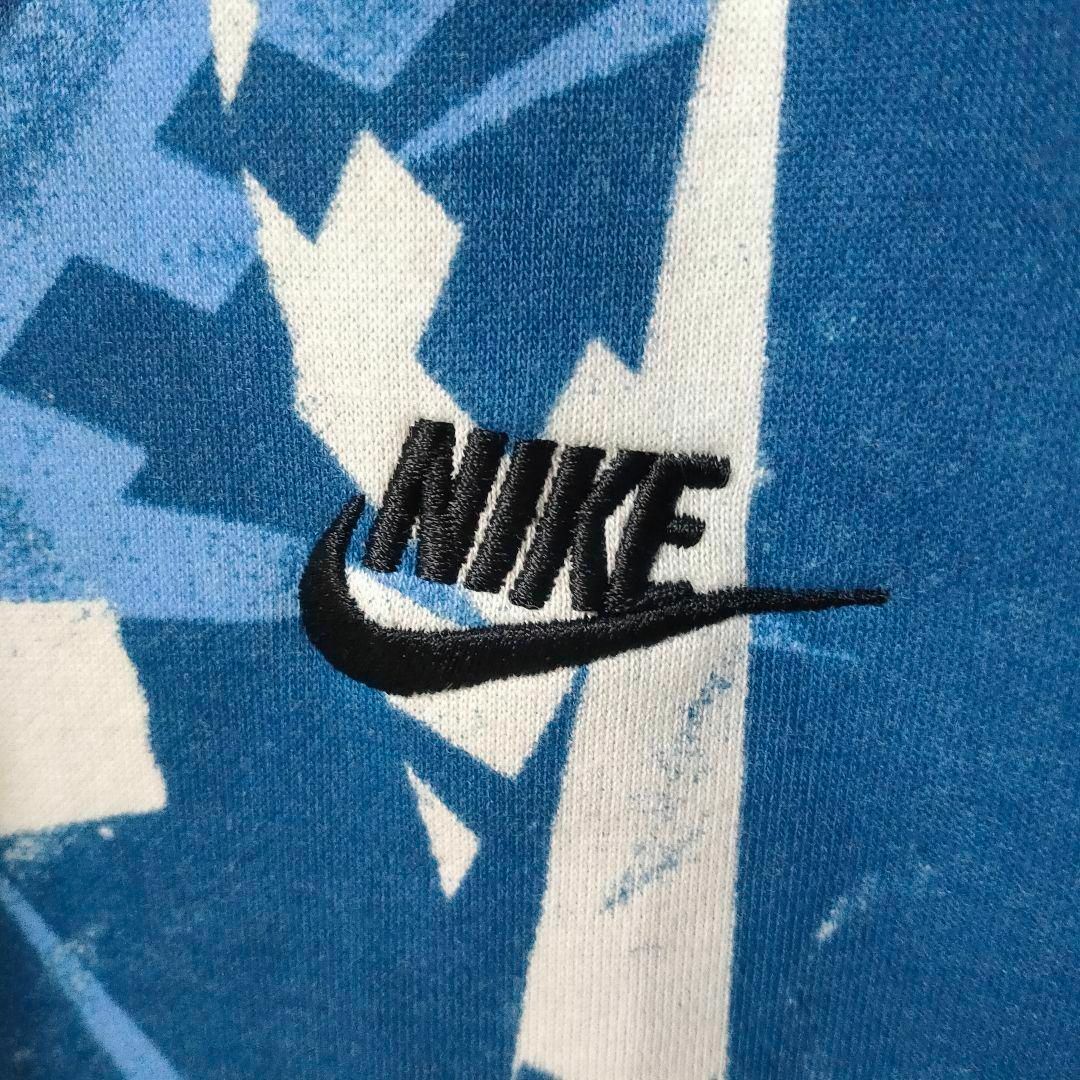 NIKE 青 プルパーカー AOP スウッシュ 総柄 フリース XXL ナイキ
