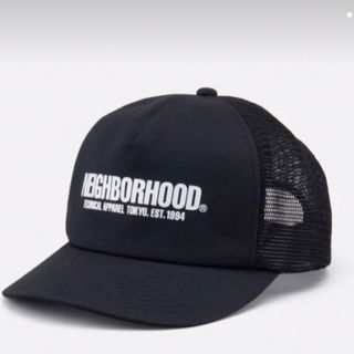 ネイバーフッド(NEIGHBORHOOD)のNEIGHBORHOOD LOGO PRINT MESH CAP BLACK(キャップ)