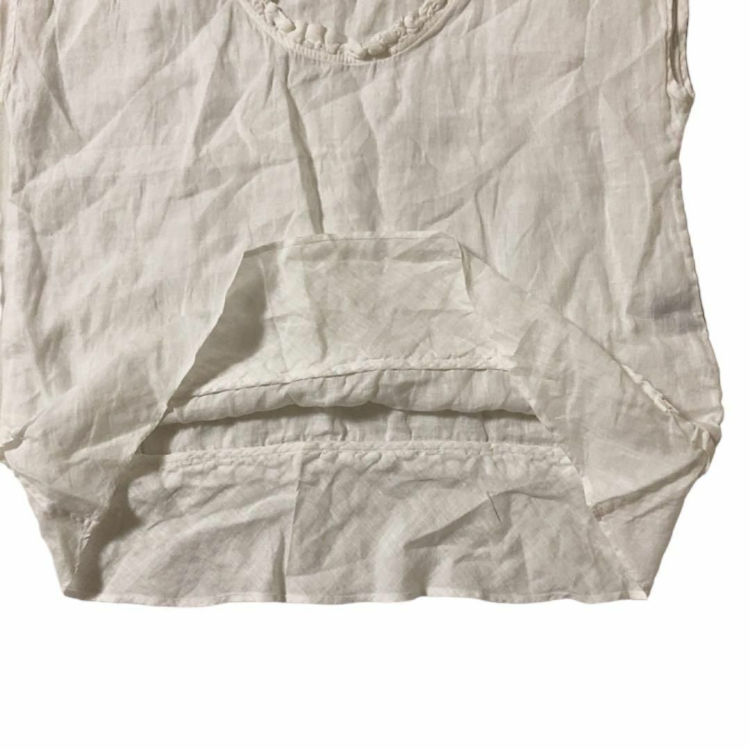 MARGARET HOWELL(マーガレットハウエル)のマーガレットハウエル　トップス　ホワイト　麻　リネン　無地　半袖 レディースのトップス(シャツ/ブラウス(半袖/袖なし))の商品写真
