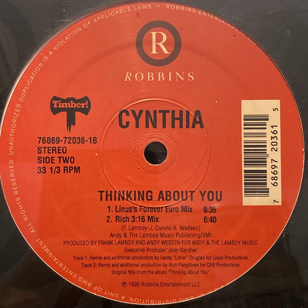 Cynthia – Thinking About You 未開封シールド 楽器のDJ機器(その他)の商品写真