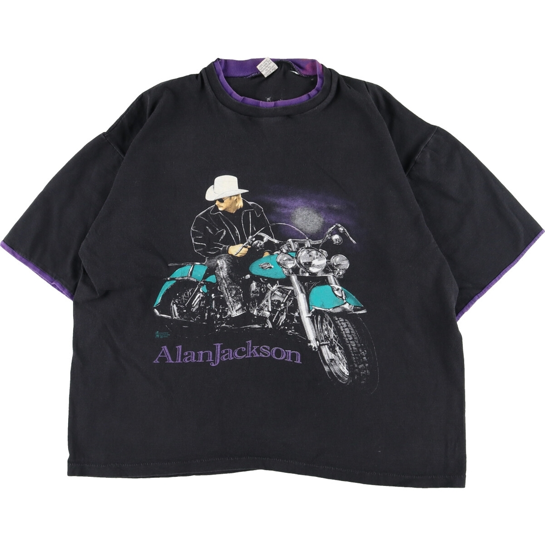 90年代 THE HAWK ALAN JACKSON アランジャクソン 両面プリント レイヤードネック バンドTシャツ バンT メンズL ヴィンテージ /eaa350928