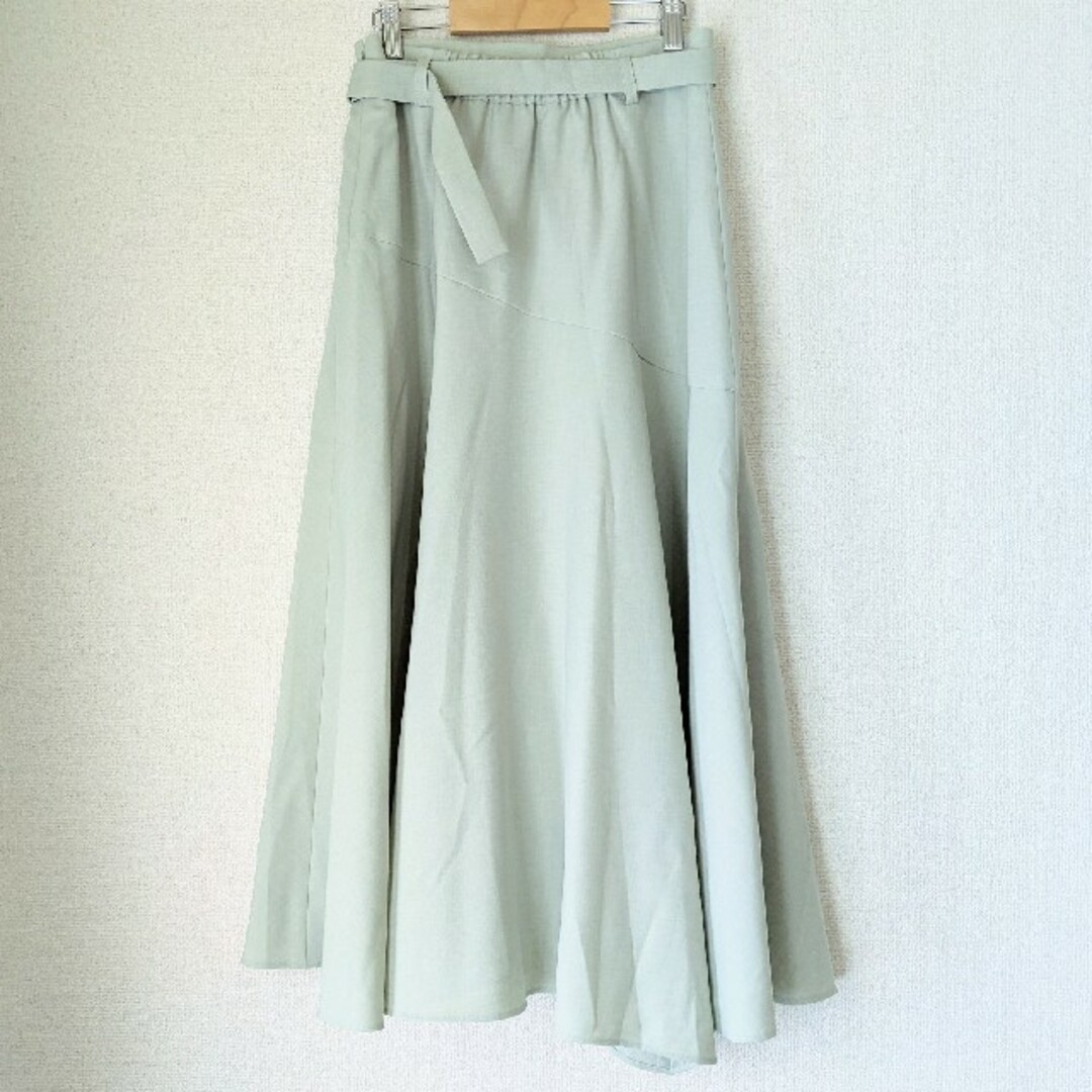 Mystrada(マイストラーダ)のMystrada マイストラーダ ペールグリーン ロングスカート マキシ 日本製 レディースのスカート(ロングスカート)の商品写真