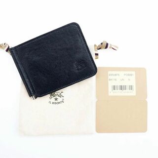 イルビゾンテ(IL BISONTE)のイルビゾンテ マネークリップ 二つ折り 財布 カードケース レザー 本革 黒色(折り財布)