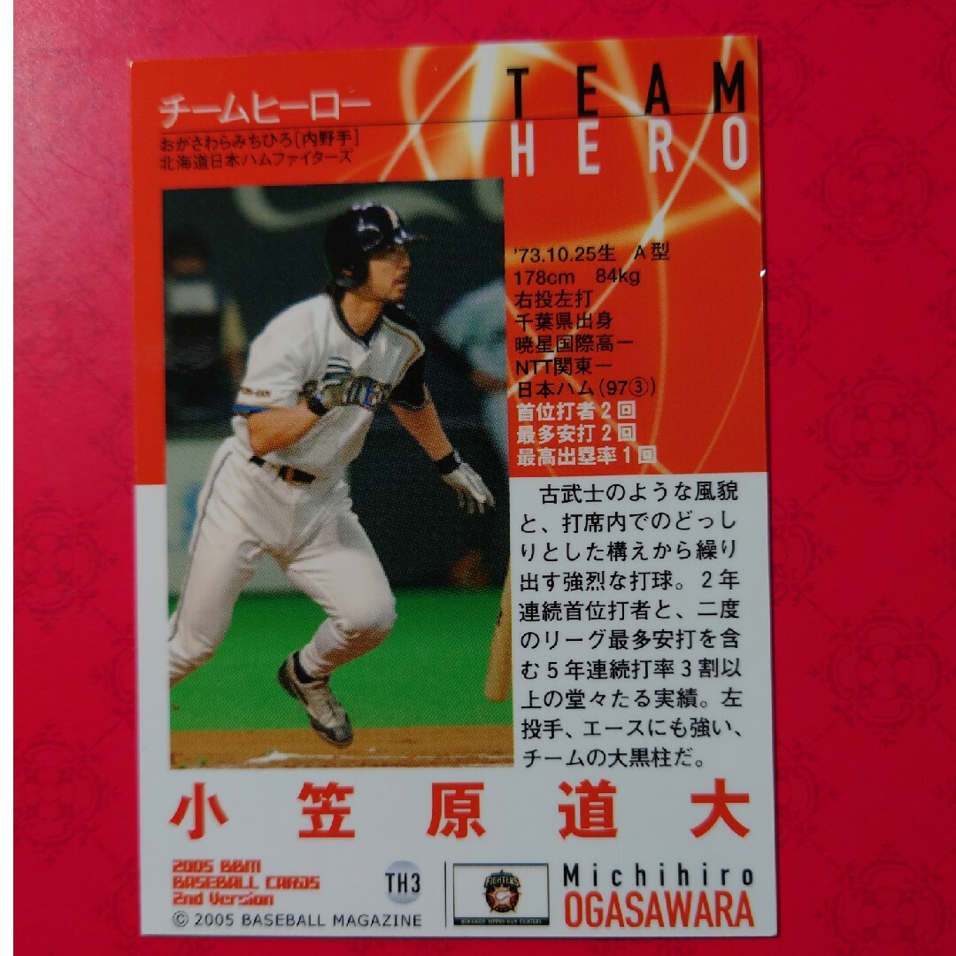 北海道日本ハムファイターズ(ホッカイドウニホンハムファイターズ)のプロ野球カード 小笠原道大選手2005 エンタメ/ホビーのテーブルゲーム/ホビー(野球/サッカーゲーム)の商品写真