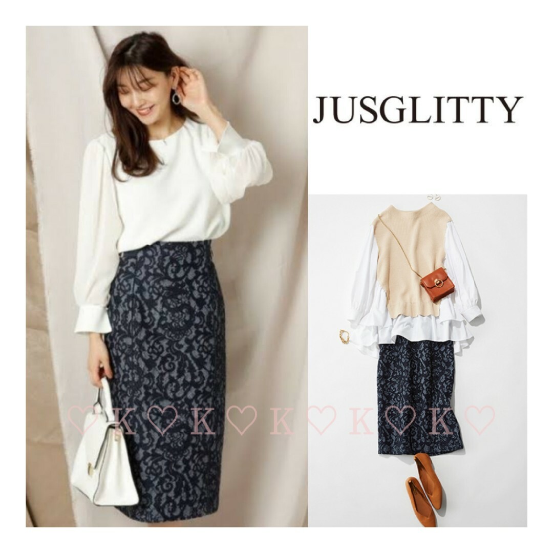 JUSGLITTY＊レースボンディングタイトスカート