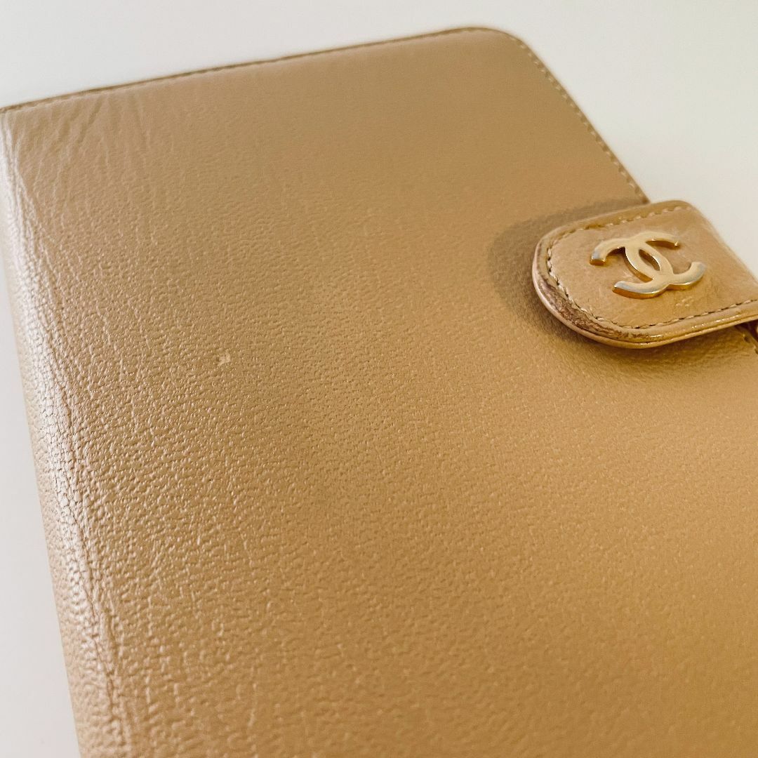 CHANEL ココマーク 手帳カバーミニ A6 6穴 サイズ レザー ベージュ-