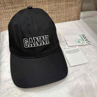 GANNI ガニー キャップ　ロゴ　ブラック　新品(キャップ)