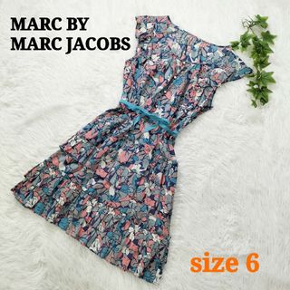 マークバイマークジェイコブス(MARC BY MARC JACOBS)のMARC BY MARC JACOBS ノースリーブワンピース 花柄 レトロ 6(ひざ丈ワンピース)