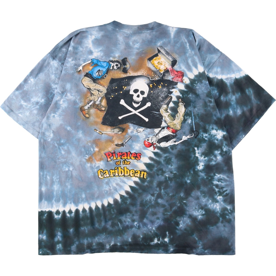 90年代 WALT DISNEY WORLD PIRATE OF CARIBBEAN パイレーツオブカリビアン タイダイ柄 両面プリント 映画 ムービーTシャツ USA製 メンズXXL ヴィンテージ /evb002155