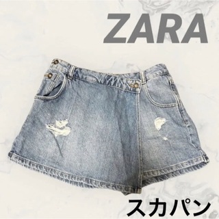 ザラ(ZARA)のZARA ミニスカート風　デニム　ダメージショートパンツ(ショートパンツ)