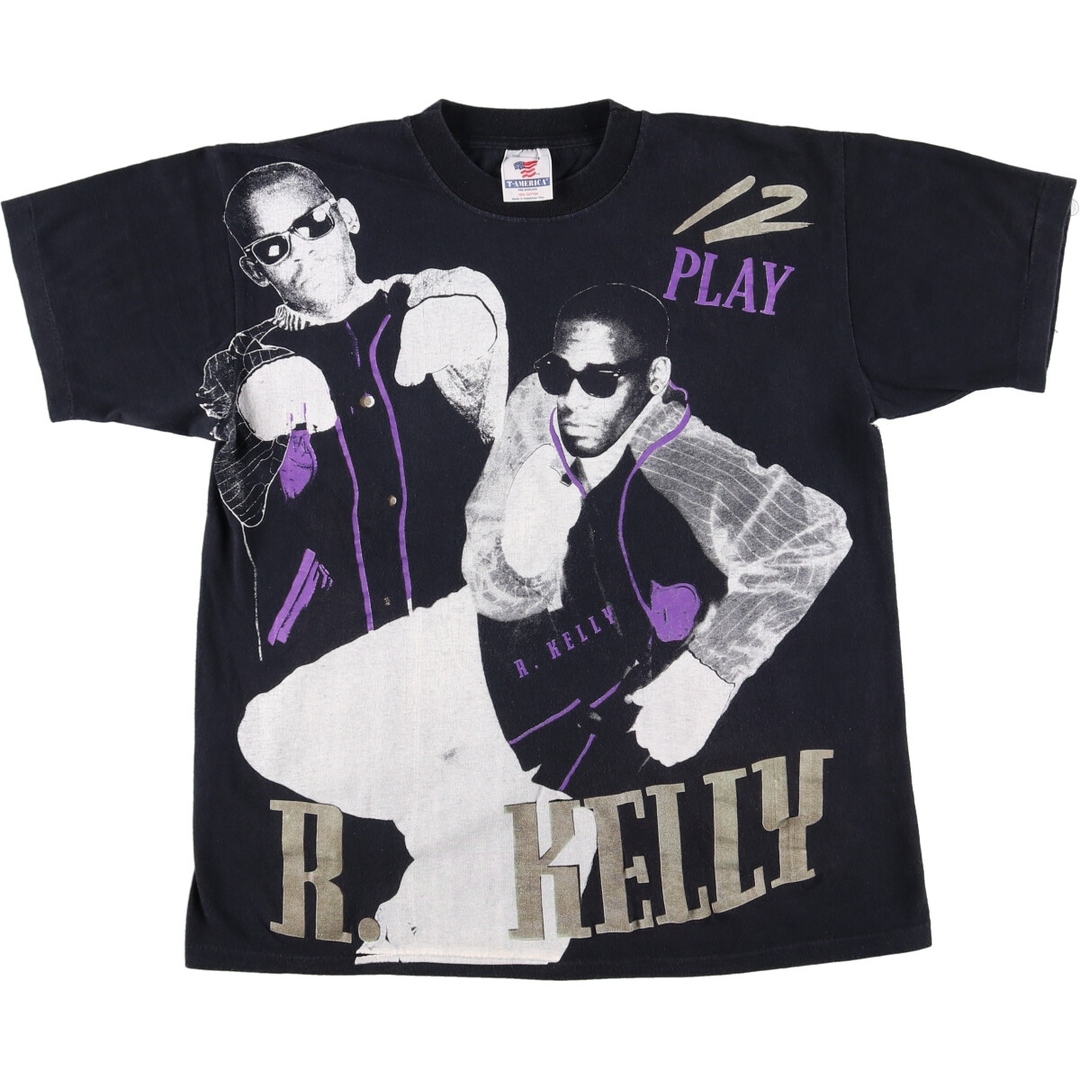 90年代 T-AMERICA R.KELLY R.ケリー R&B 両面プリント バンドTシャツ バンT メンズL ヴィンテージ /evb002191ブラック系黒色柄