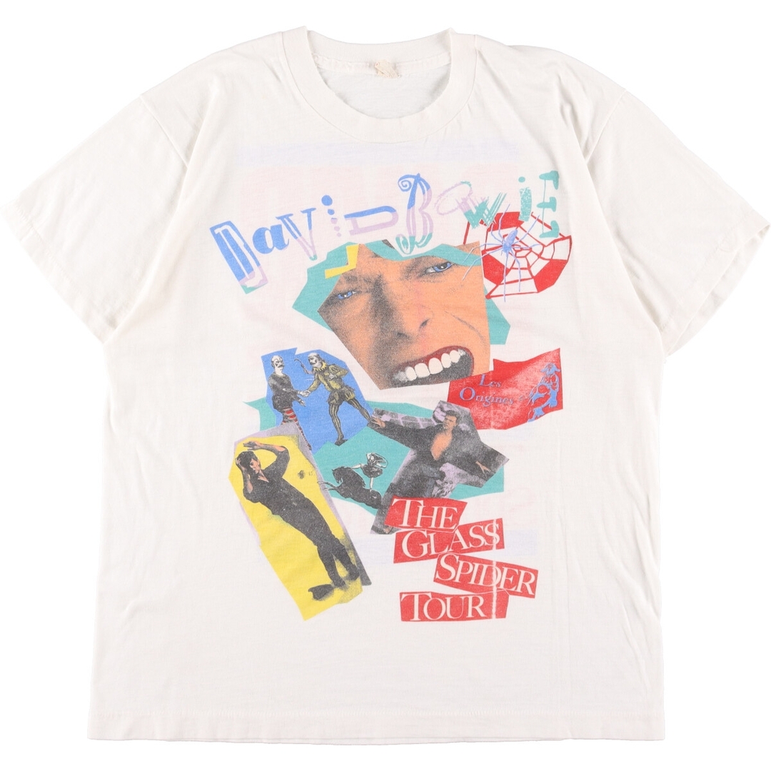 80年代 スクリーンスターズ SCREEN STARS DAVID BOWIE デヴィッドボウイ THE GLASS SPIDER TOUR 両面プリント バンドTシャツ バンT USA製 メンズM ヴィンテージ /evb001831