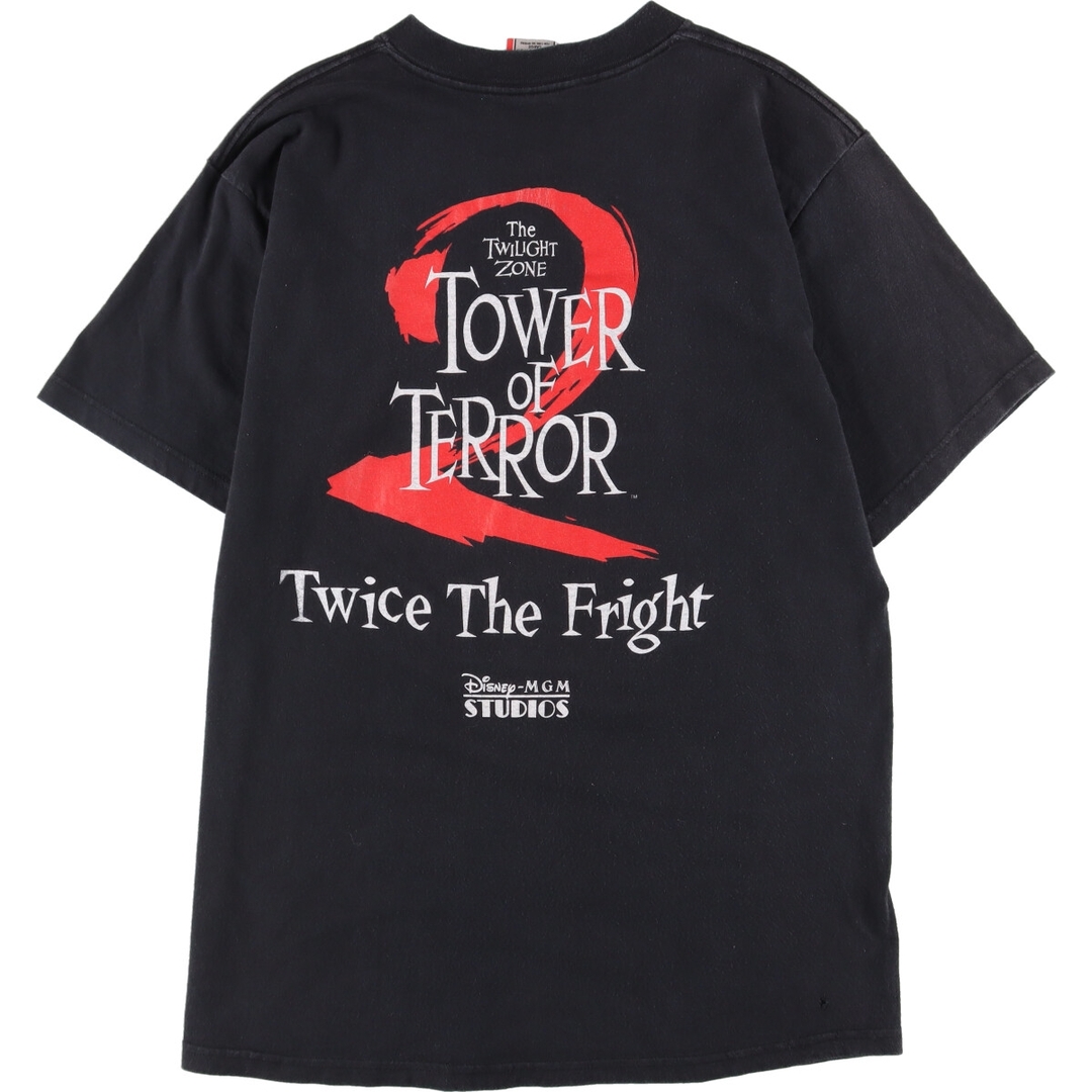 90年代 DISNEY DESIGNS TOWER OF TERROR タワーオブテラー 両面 プリントTシャツ USA製 メンズL ヴィンテージ /evb001953