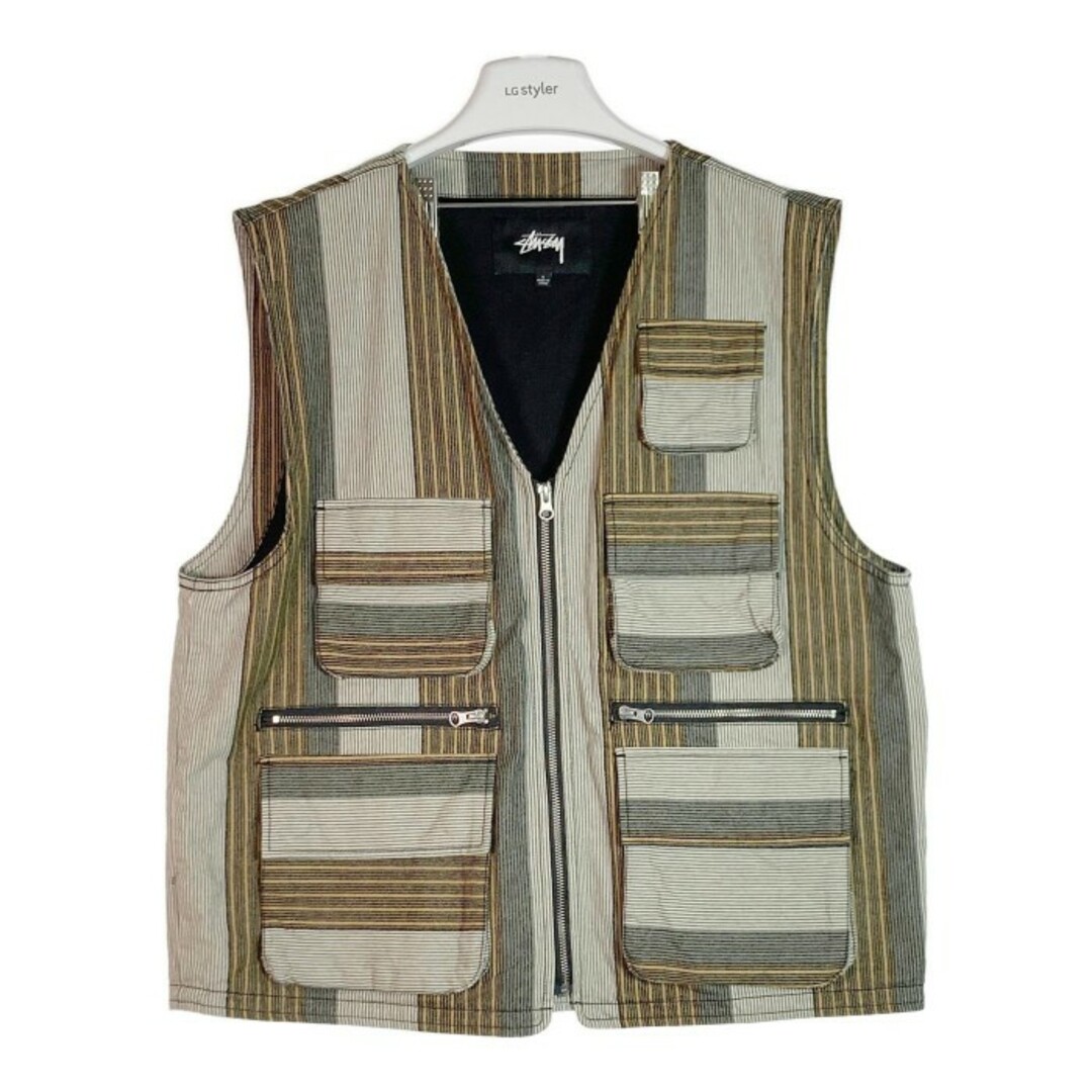 STUSSY   ステューシー Vest ストライプカーゴベスト マルチカラー L