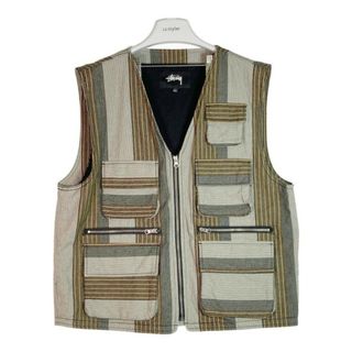 ステューシー(STUSSY)の★ステューシー Vest ストライプカーゴベスト マルチカラー L(ベスト)