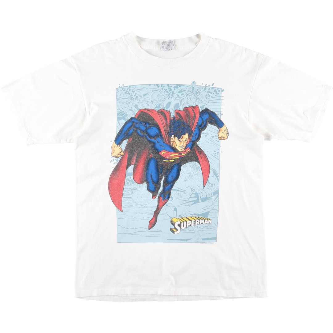 90年代 ギルダン GILDAN DC COMICS SUPERMAN スーパーマン 両面プリント キャラクタープリントTシャツ メンズL ヴィンテージ /evb002055ホンジュラス製年代