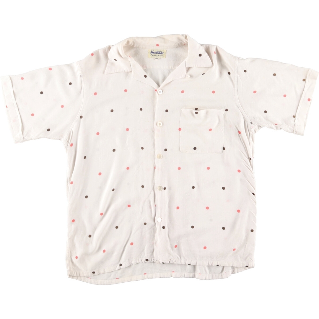50年代 Hastings ドット柄 半袖 オープンカラー ボックスシャツシャツ メンズL ヴィンテージ /evb002057