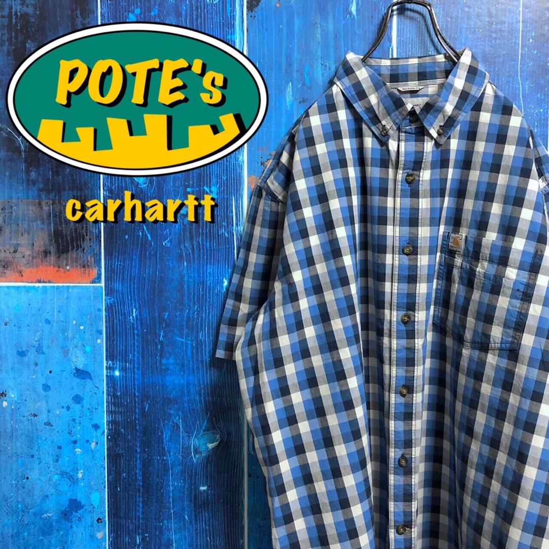 carhartt(カーハート)の【カーハート】ポケットロゴタグ半袖ワークブロックチェックシャツ メンズのトップス(シャツ)の商品写真