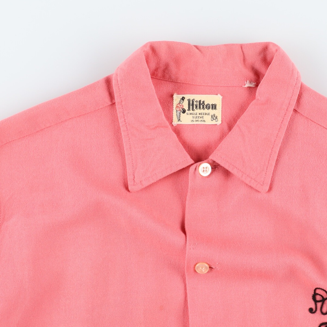 60年代 ヒルトン HILTON バックプリント ボウリングシャツ メンズS レディースM ヴィンテージ /evb002073 4