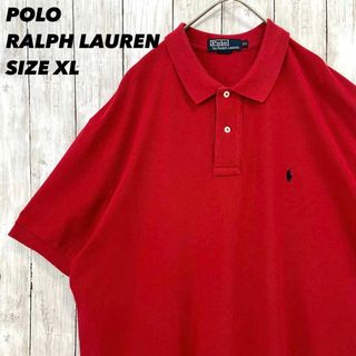 ポロラルフローレン(POLO RALPH LAUREN)のポロラルフローレン　ゆるだぼオーバーサイズワンポイント刺繍ロゴ半袖ポロシャツ　赤(ポロシャツ)