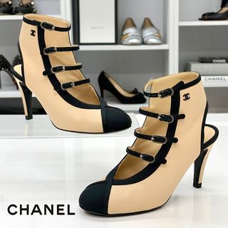 シャネル(CHANEL)の6536 シャネル レザー ファブリック ココマーク パンプス バイカラー(ハイヒール/パンプス)