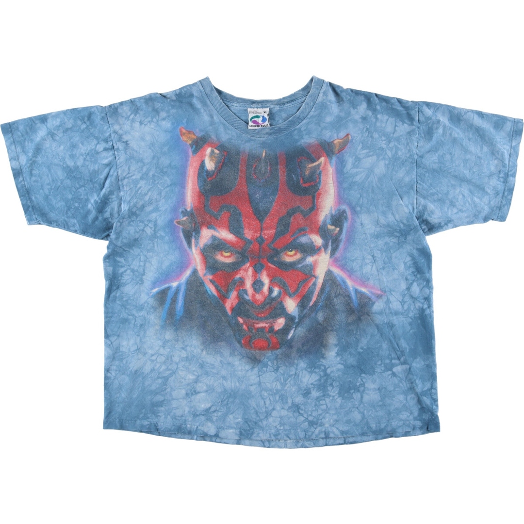 90年代 リキッドブルー LIQUID BLUE STAR WARS スターウォーズ Darth Maul ダースモール タイダイ柄 映画 ムービーTシャツ メンズL ヴィンテージ /evb000818