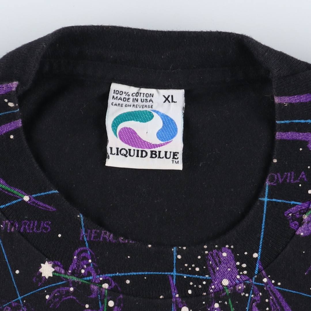 90年代 リキッドブルー LIQUID BLUE 総柄 星座柄 プリントTシャツ USA製 メンズXL ヴィンテージ /evb000835