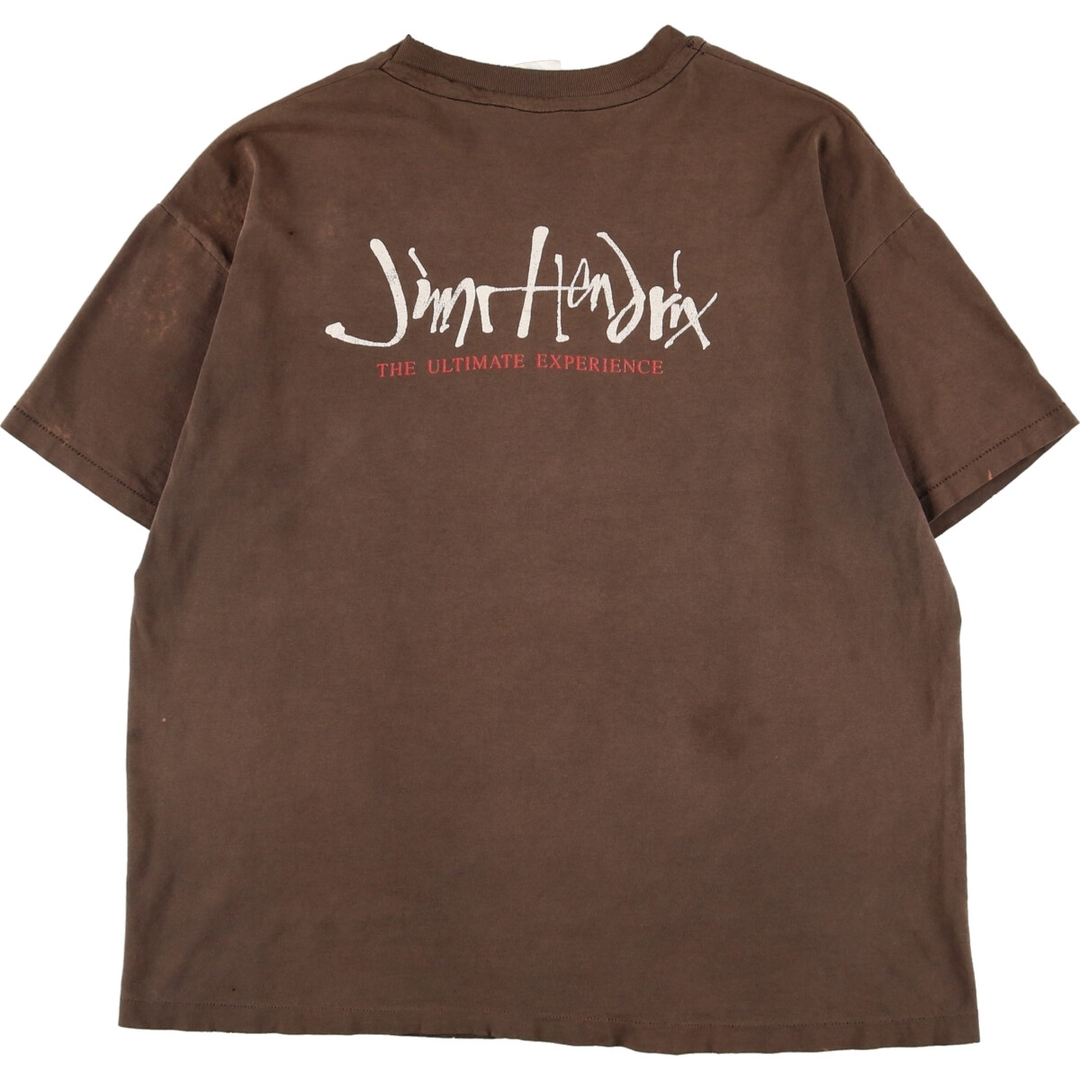 90年代 ヘインズ Hanes JIMI HENDRIX ジミヘンドリックス バンドTシャツ バンT USA製 メンズXL ヴィンテージ /evb000898ブラウン系茶色柄