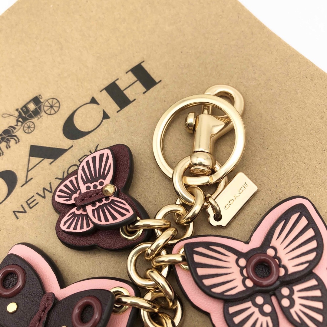 【COACH☆新作】新品！ バタフライ クラスター バッグ チャーム！ピンク！ 1