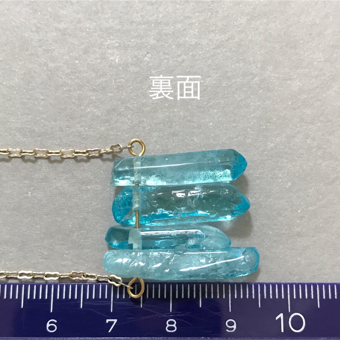 4連 ブルークリスタル 氷柱 ロング ネックレス  水晶 クォーツ ハンドメイドのアクセサリー(ネックレス)の商品写真