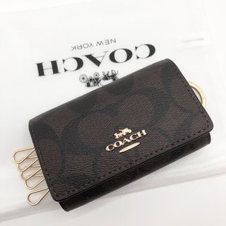 大人気✨ 新品★COACH コーチ レザー ブラウン 5連キーケース リング付き