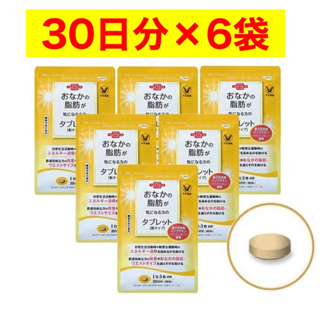 大正製薬(タイショウセイヤク)のおなかの脂肪が気になる方のタブレット 粒タイプ 1袋 90粒 6袋セット サプリ コスメ/美容のダイエット(ダイエット食品)の商品写真