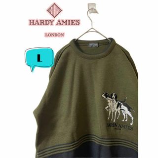 ライトブラウン/ブラック HARDY AMIES ハーディエイミス 犬 刺繍ロゴ