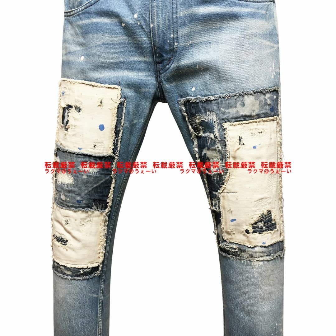 新品 NO ID. 13oz セルヴィッチデニム パッチワークストレートPT