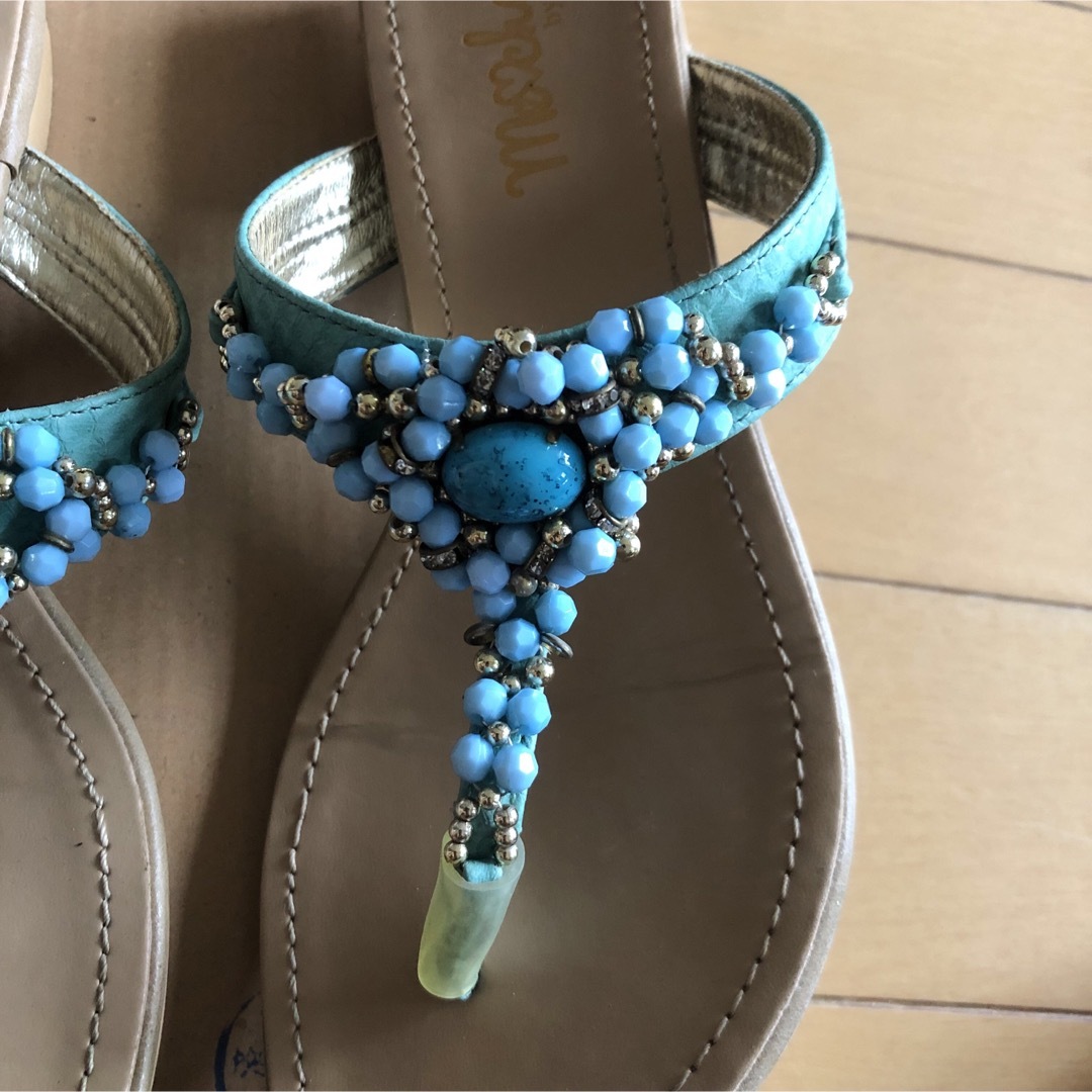 ターコイズブルー　サンダル レディースの靴/シューズ(サンダル)の商品写真