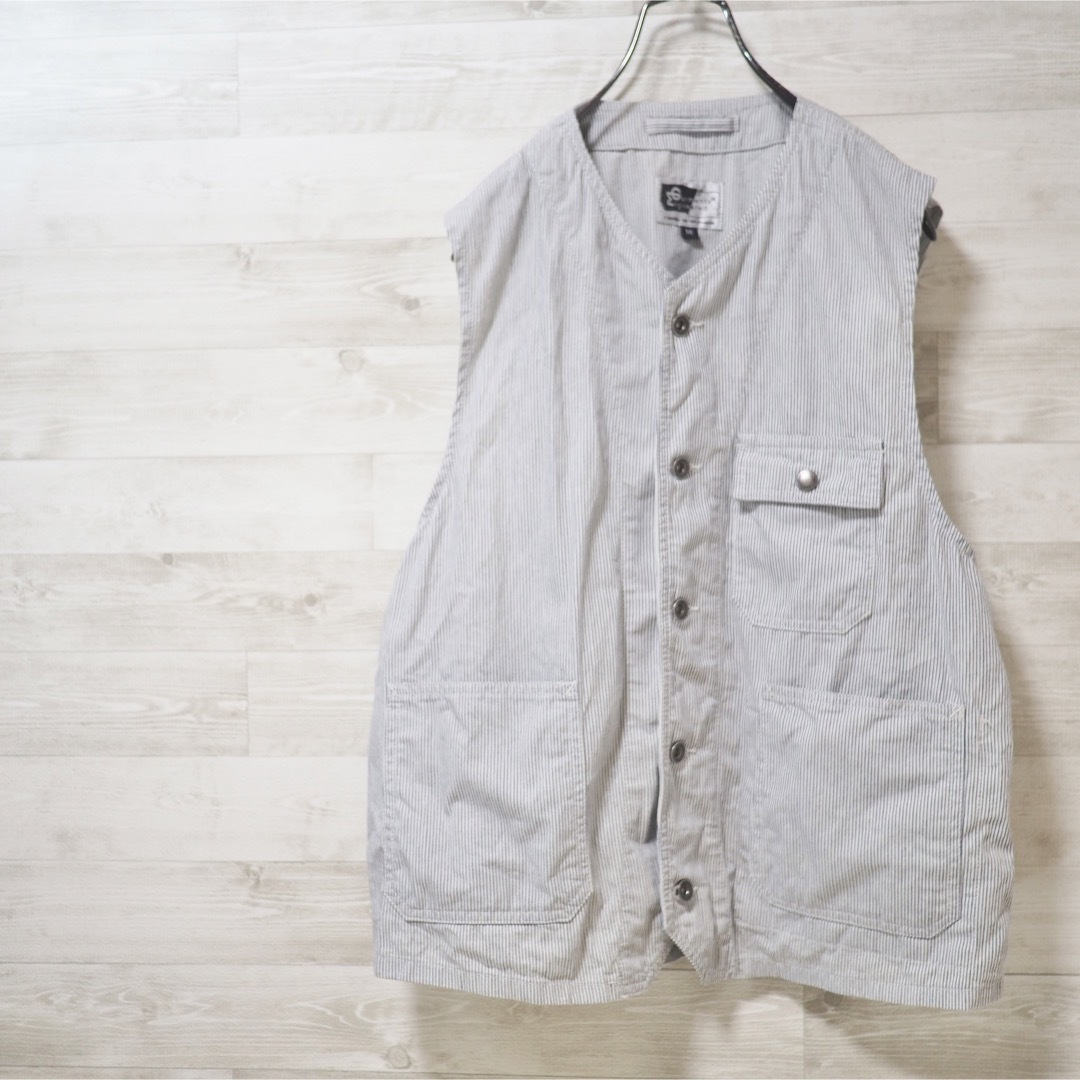 ENGINEERED GARMENTS Stripe Work Vest-Wht