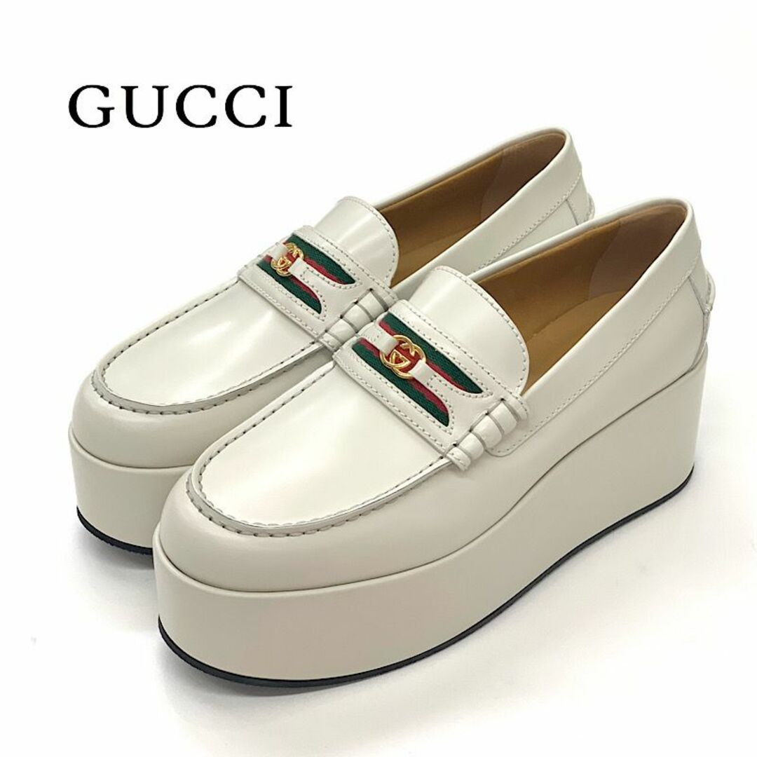 Gucci    未使用 グッチ レザー ウェブライン シェリー GG 厚底