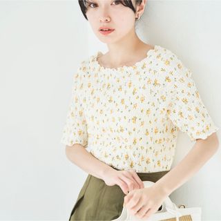 ヴィス(ViS)の花柄＆無地しゅわしゅわ5分袖インナー　vis 半袖(Tシャツ(半袖/袖なし))